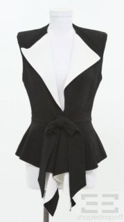 givenchy black white ruffle trim belted vest