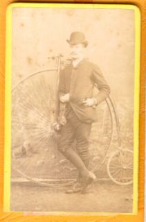 gent w high wheel penny farthing bicycle cdv photo
