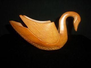Beautifully Carved Wooden Swan