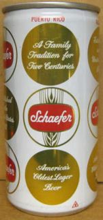 Schaefer Beer 10oz Can for Puerto Rico Lehigh Valley Pennsylvania 1981