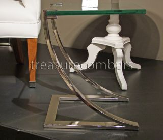 Modern Glass Nickel Square End Table Floating Top