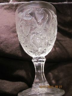 Fenton Pressed Clear Glass Strawberry Goblets 7 Vintage