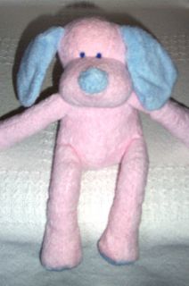 2001 Baby Ganz Plush Pink Blue Puppy Dog Rattle Lovey Stuffed Animal