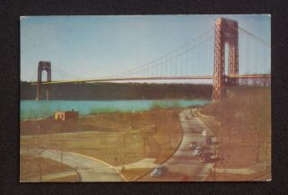 1940s George Washington Bridge Old Cars Early Color View NYC NY