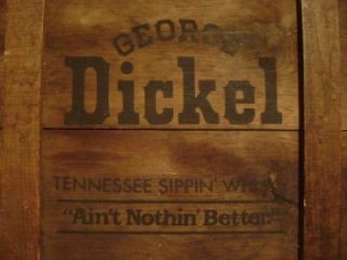 VINTAGE GEORGE DICKEL WOODEN WHISKY CRATE WOOD SIGN 2 SIDED