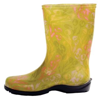  Tulip Green Printed Garden Boots Rain Boots Womens Sizes 6 11