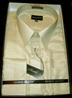 Mens George Martin Dress Shirt Beige Sz 16 161 2 Sleeve 34 35 New in