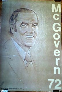GEORGE McGOVERN Original 1972 Presidential Campaign Poster SANGER