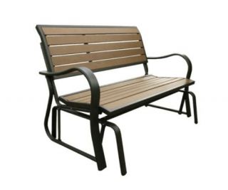 Lifetime Outdoor Glider Bench Simulated Wood 60055