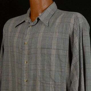 GITMAN BROS Gray Check Plaid Cotton Rayon Blend LS Pocket Button Shirt