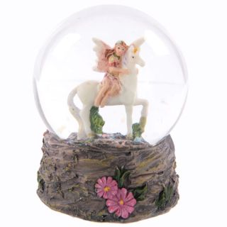 Flower Fairy Riding Unicorn Snow Globe Waterball