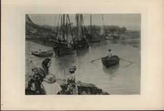  Man in Ferry Row Boat 1893 Hand Pulled Etching after Walter Osborne