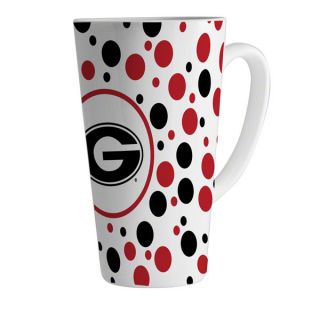 georgia bulldogs 16oz white polka dot latte mug