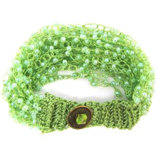 Glass Seed Bead Crochet Bracelet 8 Peridot Green