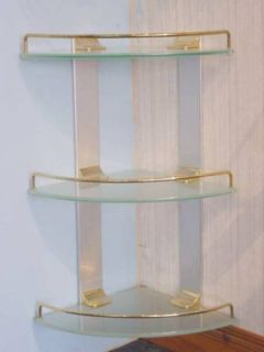 Wall Mounted Corner Glass Shelf in Gold Plated A9003G