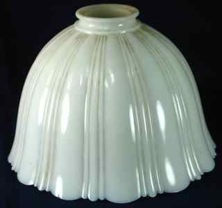 Antique Milk Glass Ribbed Shade Electric Hanging Lamp