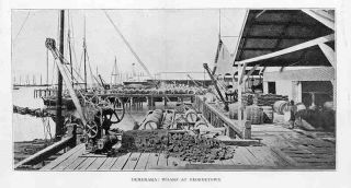 Caribbean GUYANA.Georgetown Wharf. Vintage Print.1897