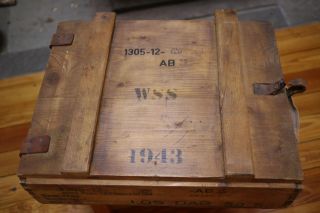  German Ammo box with leather hinges. Has various markings in German