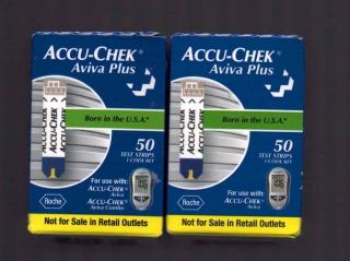 ACCU CHEK Aviva Plus test strips 2 X 50 100strips factory sealed exp