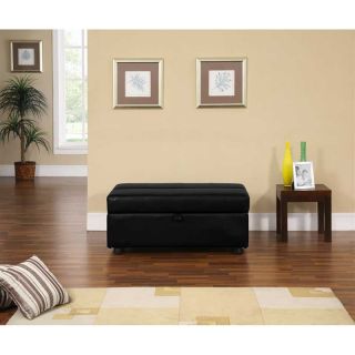 Glendale black PU LEATHER OTTOMAN w/pull out guest bed, living