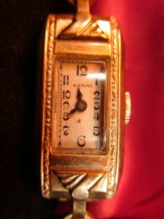 GOERING ANTIQUE ROSE GOLD TONE LADIES SWISS WATCH SERVICED WORKS 12K