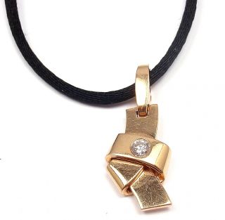 RARE Cartier 18K Rose Gold Diamond Pendant Necklace