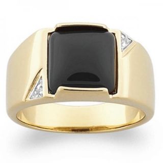 Mens Genuine Black Onyx Gold Over Sterling Silver Ring