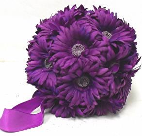 Gerbera Daisies 9 Large Balls Purple Wedding Flowers Pew Bows