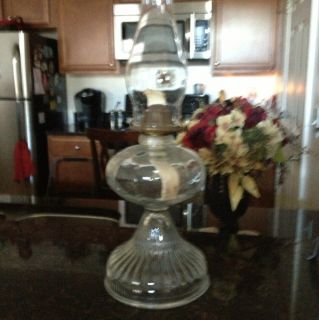 Vintage Antique Decorative Clear Glass Kerosene Oil Hurricane Lamp W