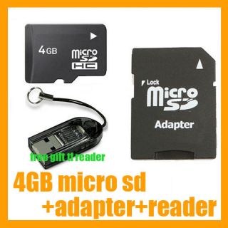 4GB 4 GB MicroSD Micro SD TF Memory Card Adapter Reader
