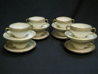 Eight Sets of Bawo & Dotter Limoges Porcelain France Bullion Cups