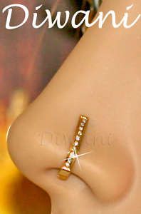 14k Gold Real Diamonds Engagement Wedding Nose Hoop Stud Ring Body