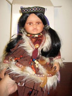 Goldenvale Collection Porcelain Doll Native American Indian Girl w Box