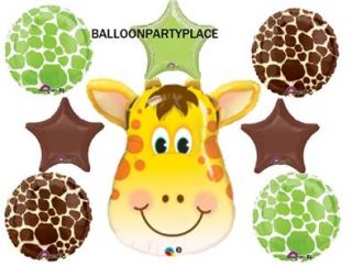 Giraffe Jungle Zoo Safari Lime Chocolate Star Baby Shower Party Mylar