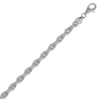  Solid White Gold Rope Anklet Chain Diamond Cut Ankle Bracelet