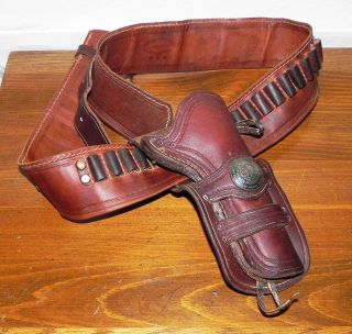 Vintage GILA RIVER Brown Leather .38 Gun Belt Coin Holster North&Judd
