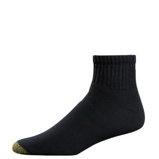 Gold Toe Mens Socks Cushion Cotton Quarter Black 6 Pairs