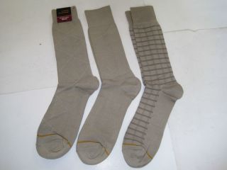 Goldtoe Brand Mens Adult 3 Pair Dress Socks Khaki