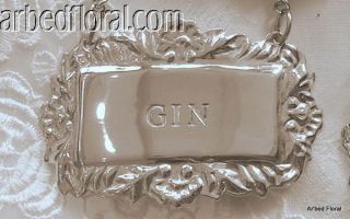 Gin Engraved Silver Liquor Decanter Label Tag Emblem