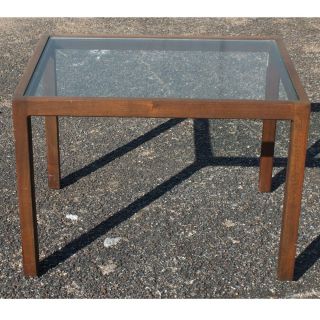 Vintage Wood Glass Side End Occasional Table