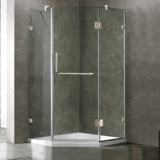  Frameless Neo Angle Clear Glass Shower Enclosure with L Brushed NIckel