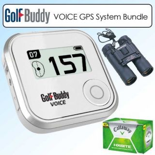Golf Buddy VOICE GPS System Bundle with Callaway Golf Balls 3Pk