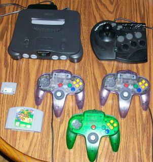 Nintendo 64 Smoke Grey Console System 3 Controllers 2 pak Super Mario