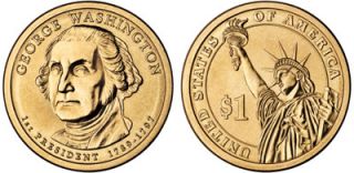 2007 D George Washington Presidential Golden UNC Dollar Roll BU