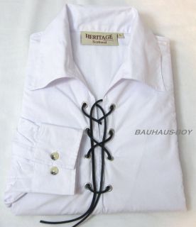 Luxury Jacobite Cotton Rich White Ghillie Shirt Size x Large for Kilts