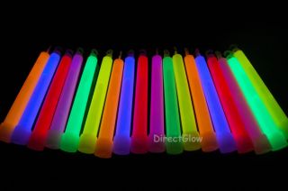 25 6 inch 15mm Assorted Jumbo Glow Sticks w Lanyards