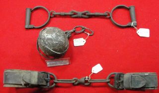 Civil War Era Horse Hobbles Handcuffs and Excavated Ball and Chain GA