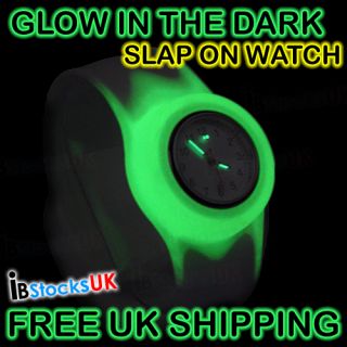 Glow in The Dark Slap on Snap Silicon Rubber Sports Watch 2012 Fashion