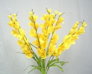 26 in Gladiola Bush YELLOW Silk Flowers, Artificial Plants, Wedding