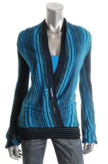 Inc New Retro Glamour Blue Embellished Mock Layer Pullover Sweater XS